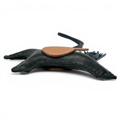 HERMES Rodeo Pegasus PM, Agneau Milo Swift leather, Noir (black), Gold, Blue Nuit (yellow) charm, W stamp, Made in France, Women's, with box — Like New