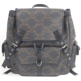 CELINE 11181 Coated Canvas Triomphe Pattern Backpack Daypack Black Brown with Dust Bag Men's — Like New