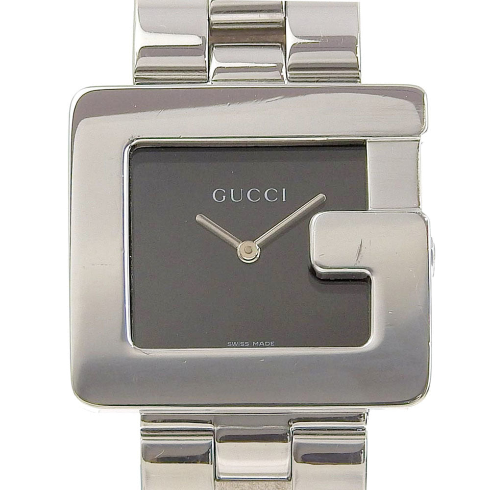 GUCCI Watch 4600L Stainless Steel Swiss Made Silver Quartz Analog Display Black Dial Ladies — Good