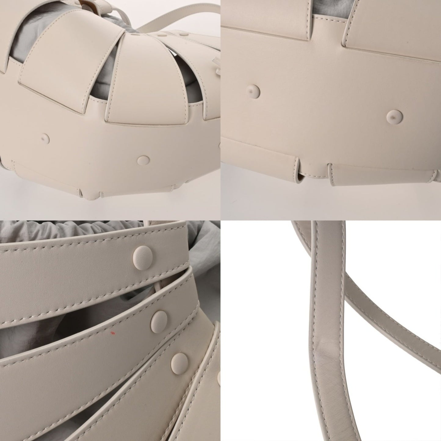 BOTTEGA VENETA The Shell White Women's Leather Handbag, A Rank, Pre-owned, Ginzo