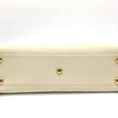 Fendi 8BH379 bag large Tote Bag Gresso Natural Beige & Black Beige x Black — Like New
