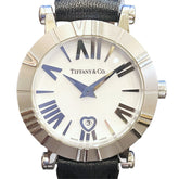 Tiffany & Co. Atlas watch, total weight 36.4g, stainless steel, genuine leather strap, quartz movement, white dial, Z1300.11.11A20 — Good