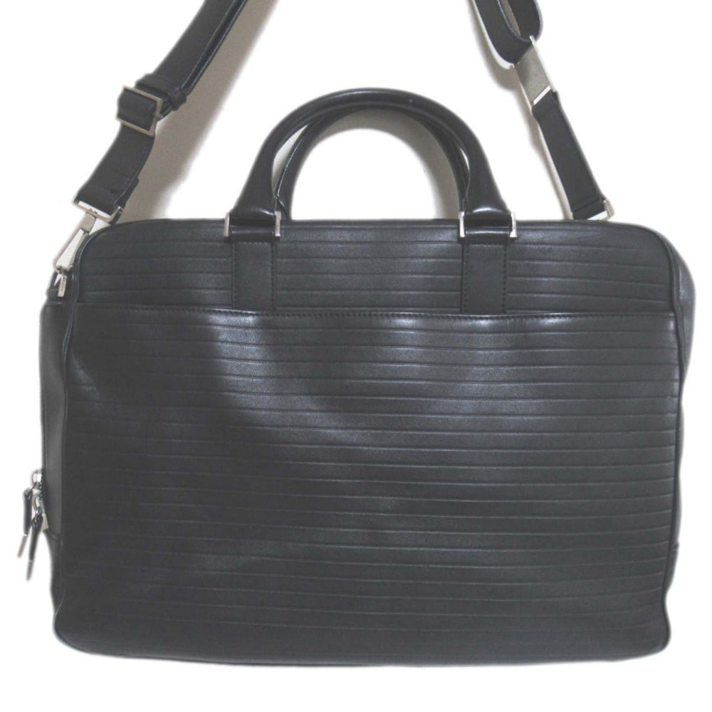 DIOR HOMME Leather Briefcase Business Bag with PC Pocket, Black, Men's — Like New