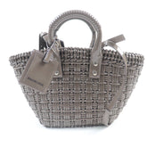 BALENCIAGA 671342 Bistro XS Shoulder Bag, Enamel, 2-Way, Gray, Includes Dust Made in Italy, Women's — Like New