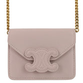 CELINE Triomphe Chain Card Holder Mini Shoulder Bag S-BB-4292 Light Pink Women's — Like New