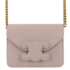 CELINE Triomphe Chain Card Holder Mini Shoulder Bag S-BB-4292 Light Pink Women's — Like New