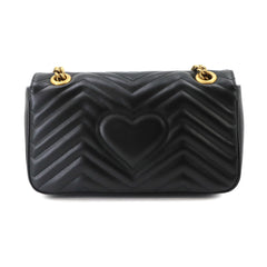 Gucci GG Marmont Shoulder Handbag, Leather, Black, 443497, Gold Hardware, Small Bag — New - Store Return