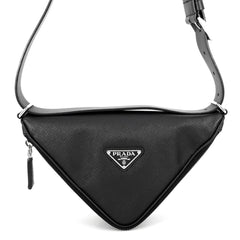 Prada Triangle Shoulder Bag, Saffiano Leather, 2VL039, PRADA Body Black, Handbag — Like New