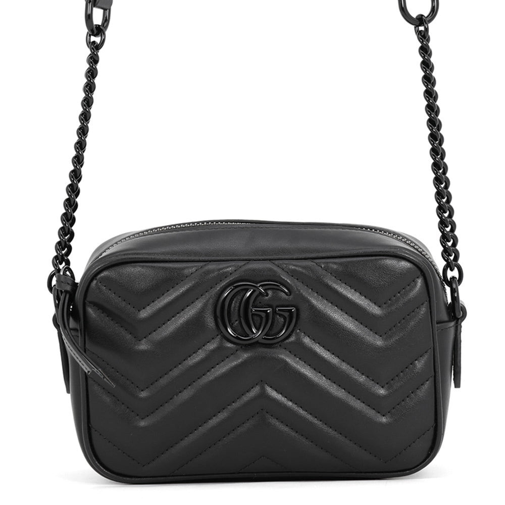Gucci Chain Shoulder Bag Mini GG Marmont Leather 448065 GUCCI Camera Black Handbag Women's — Like New