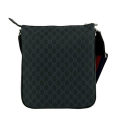 GUCCI Sherry Line GG Supreme Logo Pattern Leather Shoulder Bag Tote Black Navy Red 39987 — Like New
