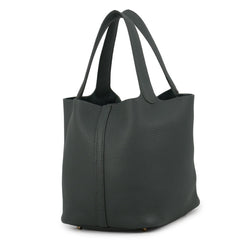 Hermes Picotin Lock MM Handbag, Vert Mangrove, Taurillon Clemence Leather, K Stamp, HERMES Tote Bag, Lock, Picotin, Women's — Like New