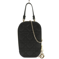 Christian Dior S0872ONMJ Lady Cannage Phone Pouch, Lambskin, Black, Gold Hardware, Made in Italy, Women's — Like New