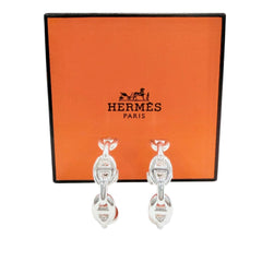 HERMES Chaine d'Ancre Enchainée 925 Sterling Silver Earrings, Made in France, 2024 Model, Weight 9.0g, Women's, with Case — Like New