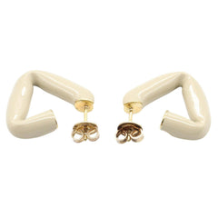 Bottega Veneta Triangle Earrings, Sterling Silver 925, Women's, Gold Tone — Like New