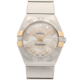 Omega Constellation 12-Diamond Watch, 18K Yellow Gold Stainless Steel, Diamond, Ladies', White/White Mother-of-Pearl, 123.20.24.60.55.006 — Very Good