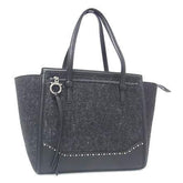 Salvatore Ferragamo Amy handbag in black felt and leather with studs for women — Like New