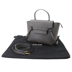 Celine CELINE Bag Waist Nano 2-way Hand Shoulder Handbag Leather Gray 189003 Belt — Like New