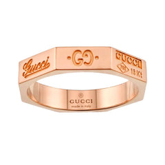Gucci Octagonal Ring #10, 18K PG Pink Gold 750 — Like New