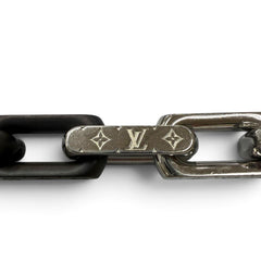 LOUIS VUITTON (Louis Vuitton) 2026 Model M00686 Monogram Chain Bracelet, Silver & Black, Size M, Made in Italy, Men's — Like New