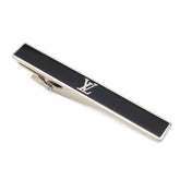 LOUIS VUITTON Louis Vuitton Cravat LV Award Tie Clip Bar Steel Enamel Silver Black M00913 — Like New