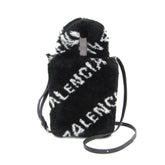 Balenciaga Everyday Phone Holder 596564 Women's Leather,Faux Fur Handbag,Shoulder Bag Black,White — Like New