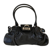 Salvatore Ferragamo Marissa Gancini Hardware Leather Handbag AU-21 6317 Black Women's — Like New