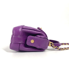 CHANEL AP4109 24A Quilted Matelasse CC Coco Mark Chain Clutch Mini Shoulder Bag Leather Women's Purple — Like New