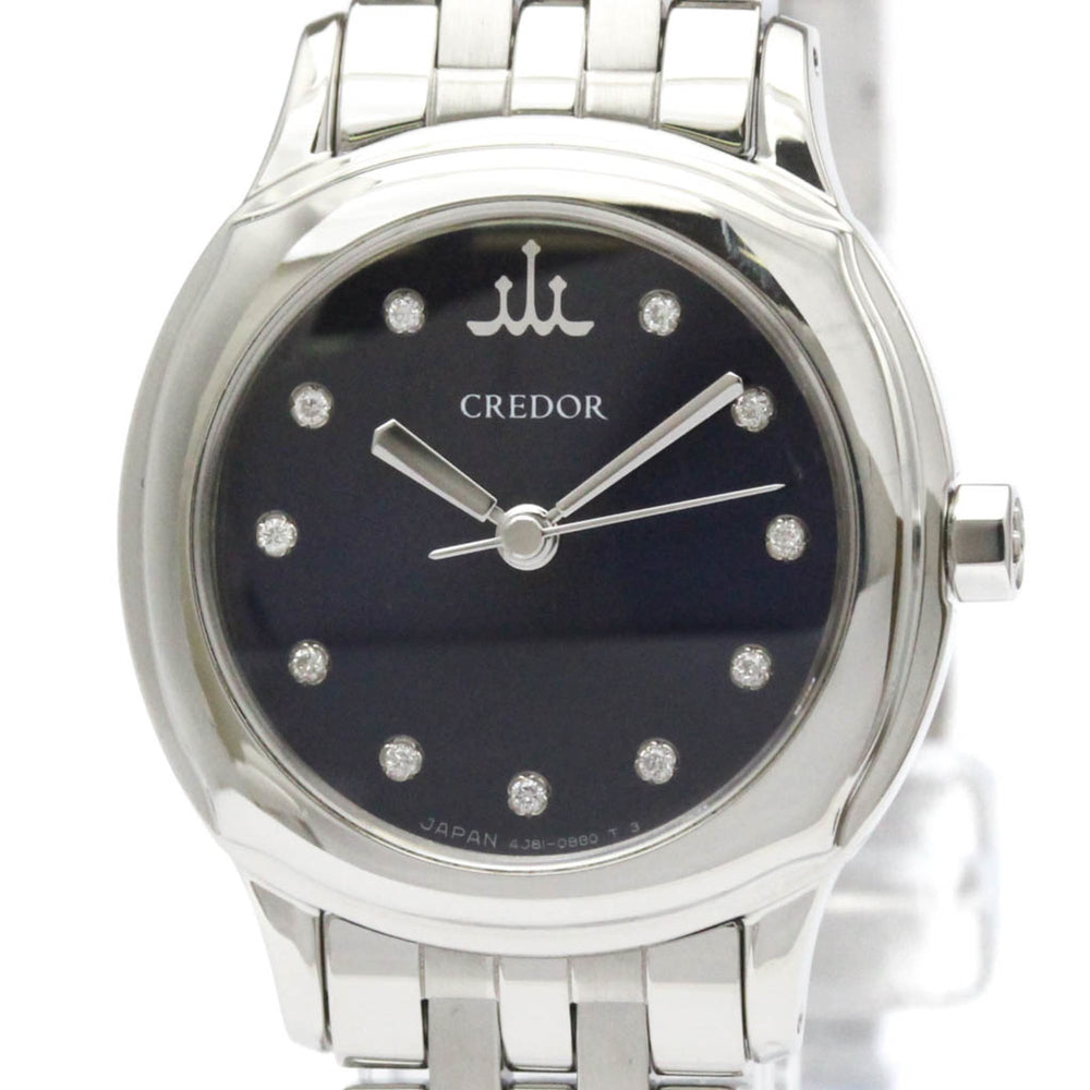SEIKO Credor Diamond Stainless Steel Quartz Ladies Watch GSAS953(4J81-0AS0) Polished — Very Good