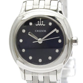 SEIKO Credor Diamond Stainless Steel Quartz Ladies Watch GSAS953(4J81-0AS0) Polished — Very Good