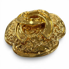 CHANEL Vintage 1995 (95A) Coco Mark Flower Brooch, Gold, Made in France, Women's — Like New