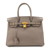 Birkin 30 Hermes HERMES Taurillon Novillo Gris Asphalt Handbag D Stamp Gold Hardware — New - Store Return