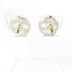 CHANEL AB9068 A22A Metal Coco Mark Rhinestone Circle Earrings, Silver, with Box, Made in France, Women's — Like New