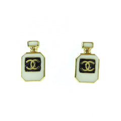CHANEL C25C Coco Mark Perfume Bottle Earrings, Gold, Comes with Box and Dust Bag, Made in France, Women's — Like New