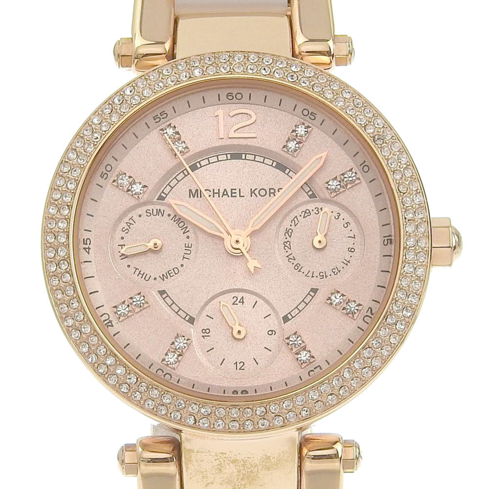 Michael Kors Day Date Watch MK6110 Stainless Steel x Acetate Rose Gold Quartz Multi-hand Analog Display Dial Women's — Good