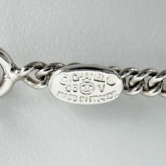 Chanel Necklace for Women, Coco Mark, Silver/White, Approx. 6.2g, 2005 Model (05V) — Like New