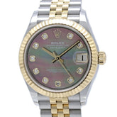 ROLEX Datejust 31 10P Diamond Black Shell 278273NG Random Serial Number Women's Watch SSx18K Yellow Gold 40460 — Like New