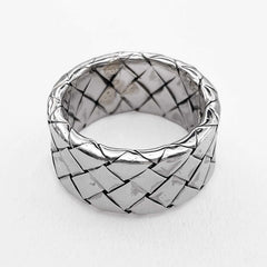 BOTTEGA VENETA Intrecciato Ring, SV925 7824, Silver, Men's & Women's — Like New