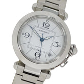 Cartier Pasha C Date Automatic Watch for Boys, Stainless Steel (SS) W31074M7, Silver & White — Good