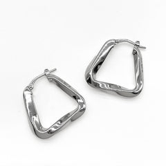 BOTTEGA VENETA Essential Twist Triangle Hoop Earrings, SV925 Silver, Men's & Women's — Like New