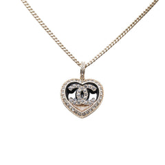 Chanel Coco Mark Heart Motif Necklace, Gold and Black Plated Rhinestones, Women's CHANEL — Like New
