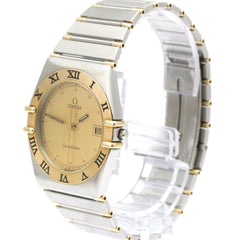 OMEGA Constellation 18K Gold Steel Quartz Mens Watch 396.1080 Polished — Very Good