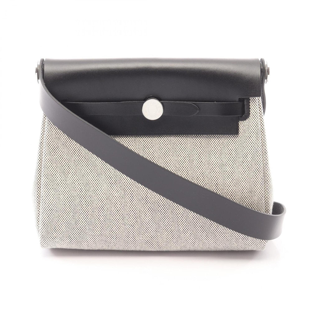 Hermes Herbag Zip Mini Shoulder Bag Handbag Canvas Leather Toile H Vache Hunter Women's Gray/Black — New - Store Return