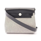 Hermes Herbag Zip Mini Shoulder Bag Handbag Canvas Leather Toile H Vache Hunter Women's Gray/Black — New - Store Return