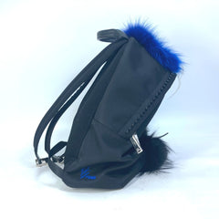 Fendi 7VZ016 backpack bag fur studs Backpack Black blue — Like New