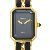 CHANEL Premiere S Watch H0001, Gold-Plated Leather Quartz Movement, Analog Display, Black Dial, Women's — Very Good