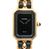 Chanel CHANEL Première S Watch, Gold Plated (GP), Leather Strap, Women's, Black, H0001 — Very Good