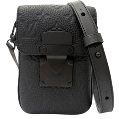 LOUIS VUITTON M81524 S-Lock Vertical Wearable Wallet Leather Taurillon Monogram Shoulder Bag Black Made in France Men's with Dust — Like New