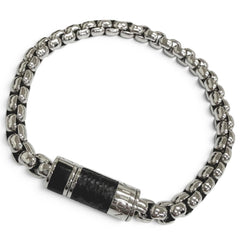 LOUIS VUITTON M63107 Chain Monogram Eclipse Bracelet, Silver & Black, Made in Italy, 2022 Model, Men's, with Box and Dust Bag — Like New
