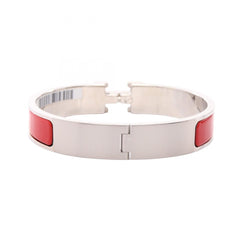 Hermes HERMES Clic Clac PM Bangle Accessory Stainless Steel Enamel Women's Silver/Red — New - Store Return