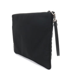 Prada Clutch Handbag, Nylon & Saffiano Leather, Black, 2VN012 — Like New